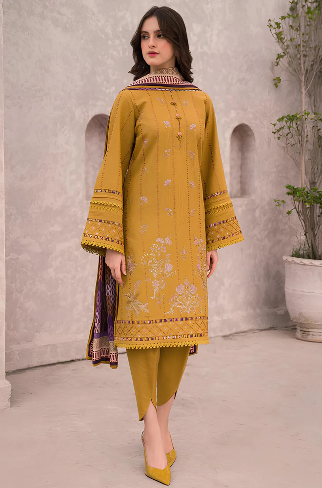 Jazmin - 3PC Lawn Embroidered Shirt With Chiffon Printed Dupatta and Trouser - BFB0895