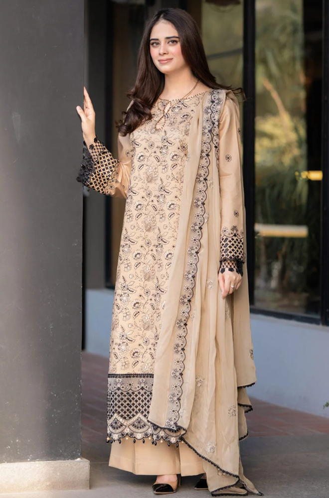 Garnet - Winter 3PC Dhanak Embroidered Suit - BFB0427