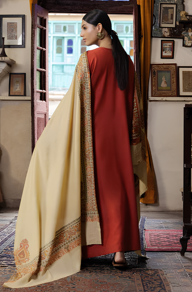 Yards - 3PC Dhanak Embroidered Shirt Printed Dupatta and Trouser - BFB01187
