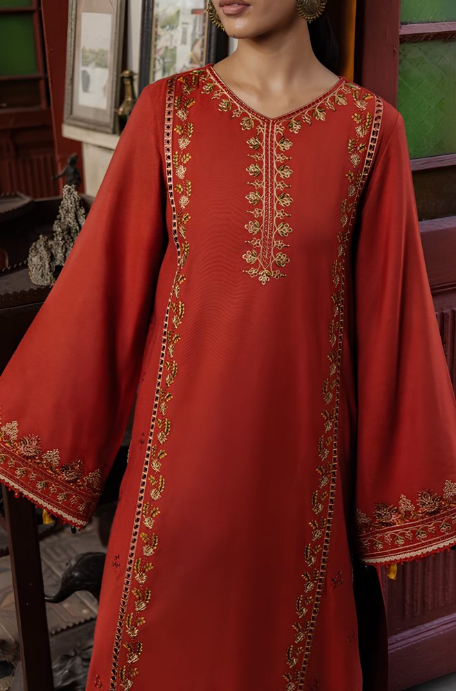 Yards - 3PC Dhanak Embroidered Shirt Printed Dupatta and Trouser - BFB01187