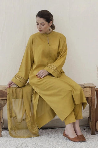 DYOT - 3PC Summer Lawn Embroidered Shirt with Chiffon Embroidered Dupatta and Trouser - BFB0787