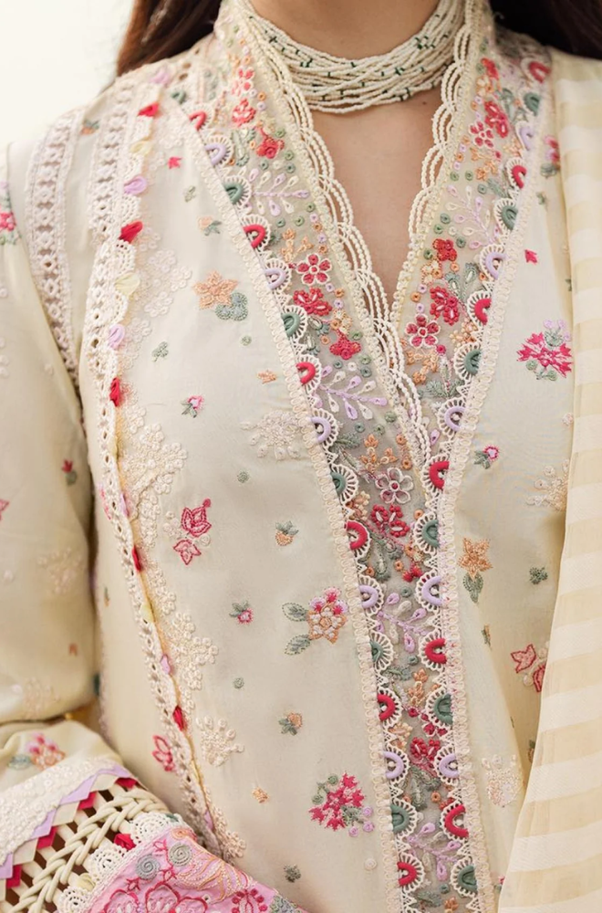 Qalamkar - 3PC Lawn Embroidered Suit - BFU0114