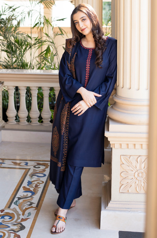 Asling - Winter 3PC Dhanak Embroidered Suit - BFB0409