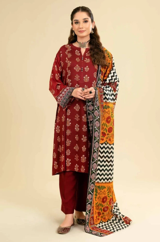 Aisling - 3PC Dhanak Embroidered Suit - BFB01126