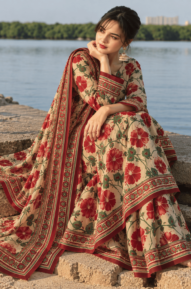 BlueFery - 3PC Winter Viscous Printed Dress - BFP006