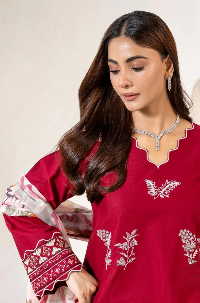 Rungrez - 2PC Embroidered Lawn Shirt With printed Trouser - BFB01018