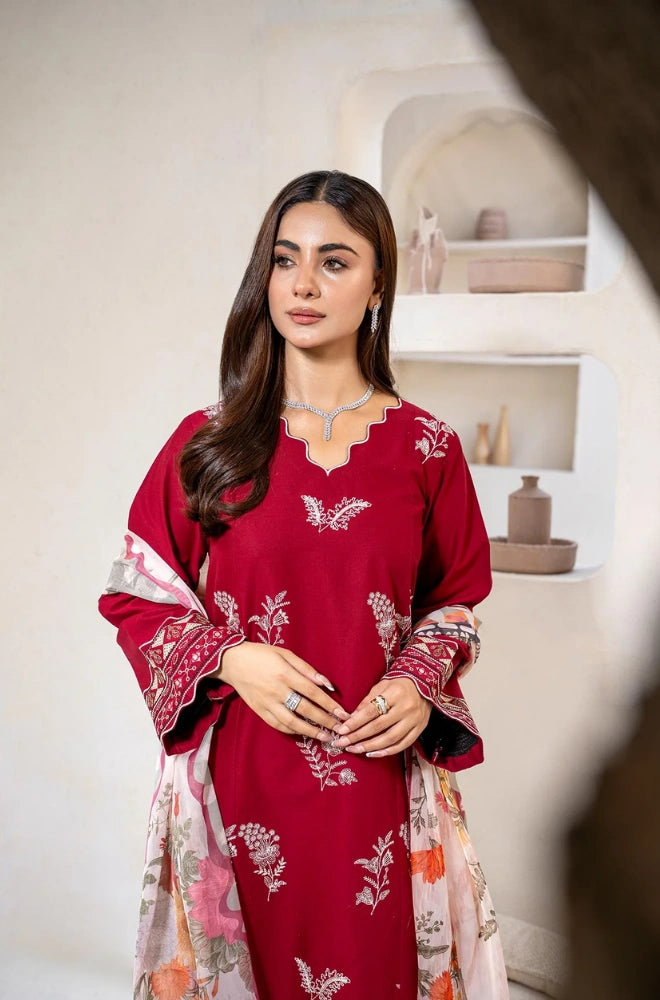 Rungrez - 2PC Embroidered Lawn Shirt With printed Trouser - BFB01018