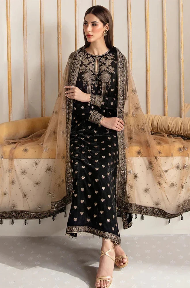 Jazmin - 3PC Velvet Embroidered Shirt With Organza Embroidered Dupatta and Trouser - BFB01020