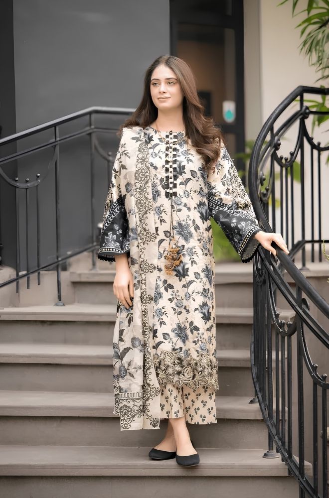 Sapphire - 3PC Lawn Printed Shirt with Lawn Printed Dupatta and Trouser - BFB0842
