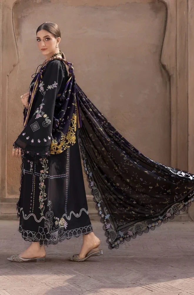 Crimson - 3PC Lawn Chikankari Embroidered Shirt With Embroidered Chiffon Dupatta and Trouser - BFB0969