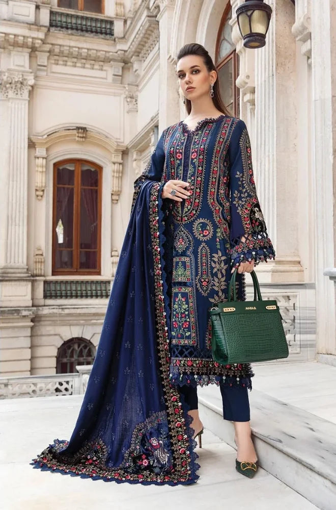 Mariab - 3PC Dhanak Embroidered Suit - BFB01125