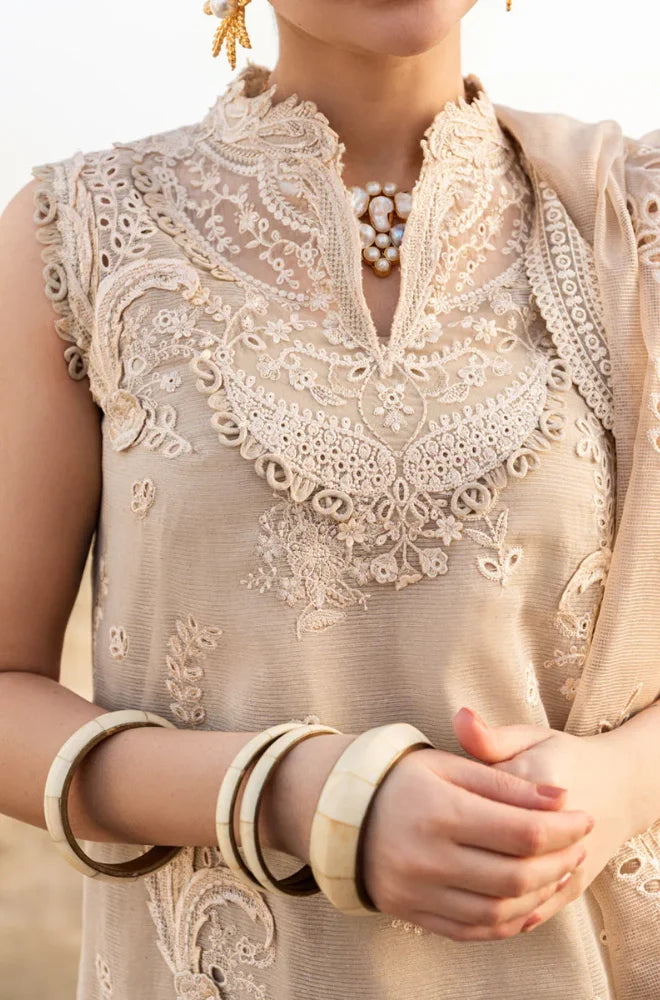 QALAMKAR - 3PC Lawn Embroidered Shirt with Chiffon Embroidered Dupatta and Trouser - BFA0022
