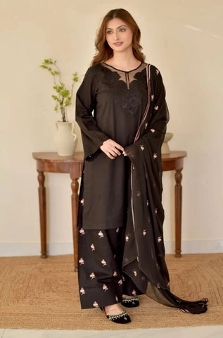 PEMBERLEY - 3PC Summer Lawn Embroidered Shirt with Chiffon Embroidered Dupatta and Trouser - BFB0788