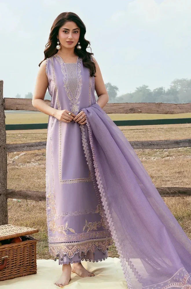 IZEL - 3PC Embroidered Lawn Shirt With Cotton Net Embroidered Dupatta and Trouser - BFB01022