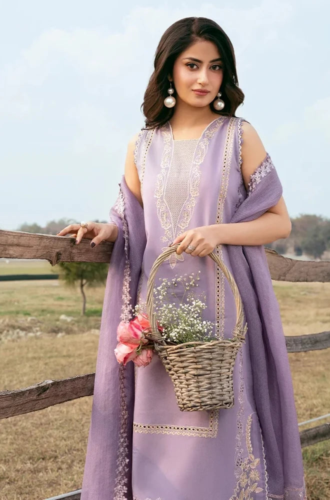 IZEL - 3PC Embroidered Lawn Shirt With Cotton Net Embroidered Dupatta and Trouser - BFB01022