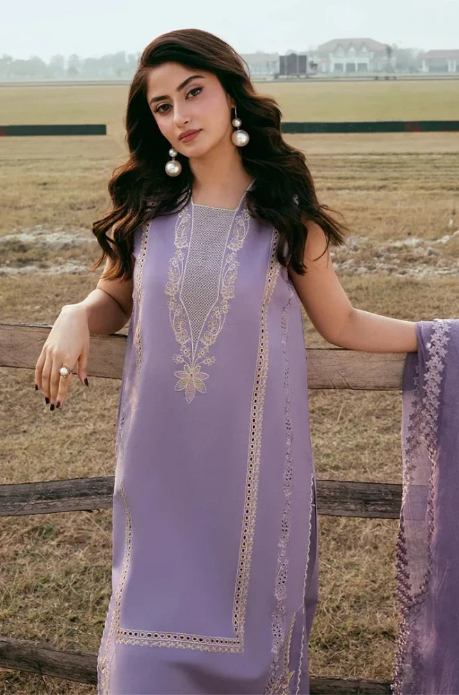 IZEL - 3PC Embroidered Lawn Shirt With Cotton Net Embroidered Dupatta and Trouser - BFB01022
