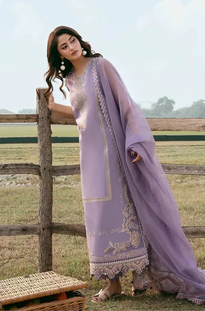 IZEL - 3PC Embroidered Lawn Shirt With Cotton Net Embroidered Dupatta and Trouser - BFB01022