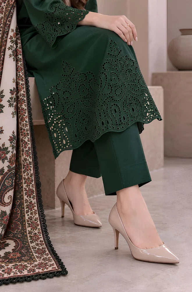 Charizma - 3PC Dhanak Embroidered Shirt With Printed Dupatta and Trouser - BFT007