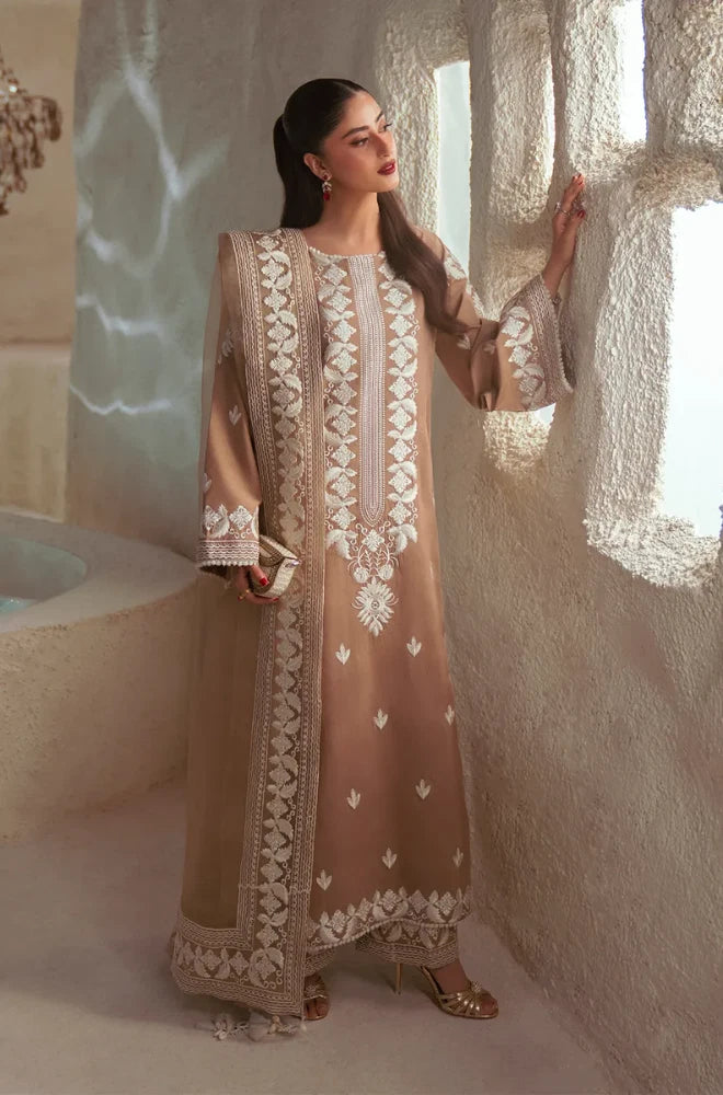 Reina - 3PC Embroidered Lawn Shirt With Organza Embroidered Dupatta and Trouser - BFB0968