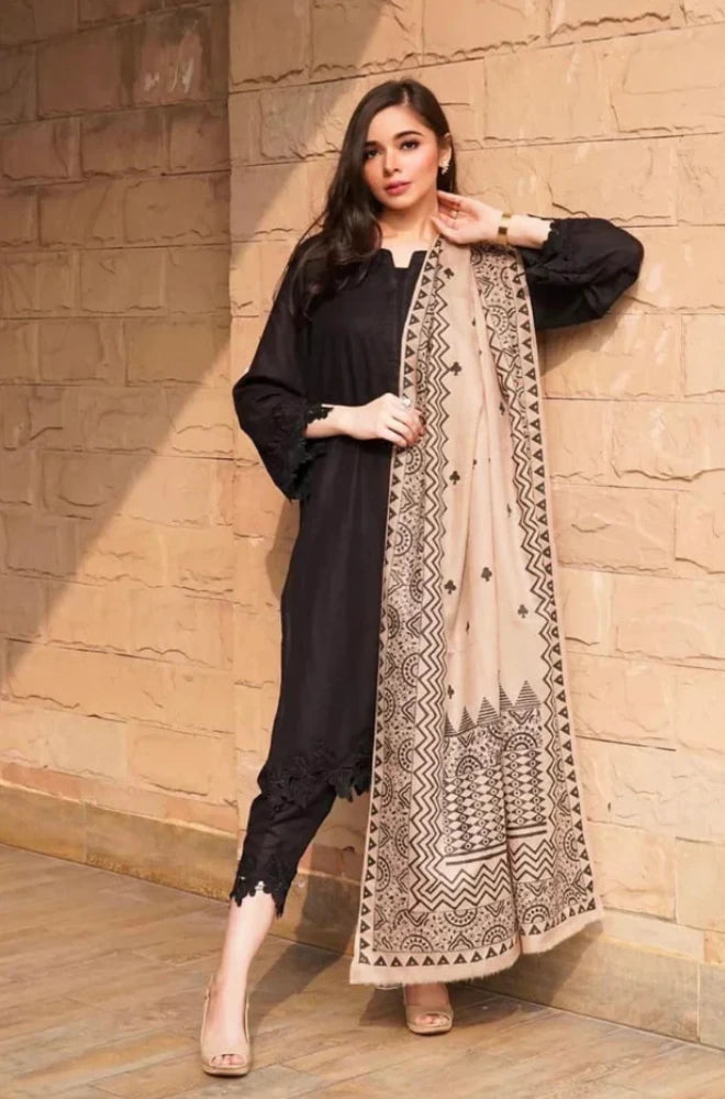 Khaadi - 3PC Dhanak Embroidered Suit - BFB01120