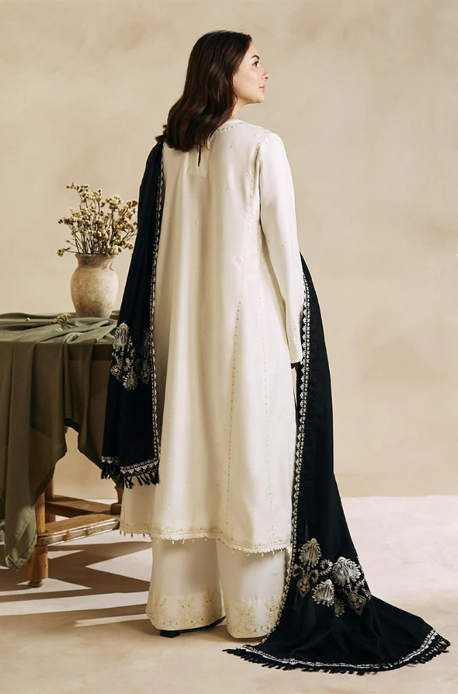 ZARA SHAHJAHAN - 3PC Dhanak Embroidered Suit - BFU0059