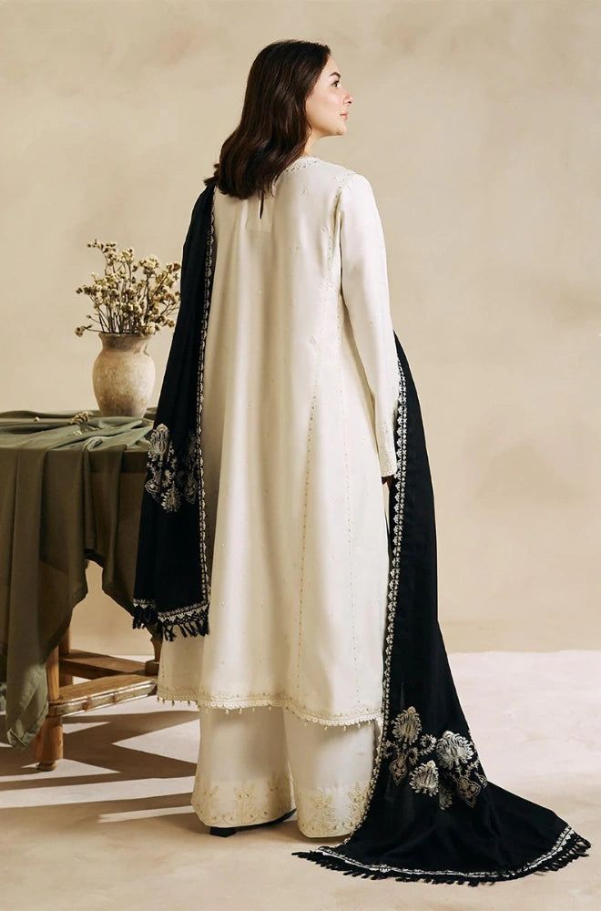 Zara Shahjahan - 3PC Dhanak Embroidered Shirt With Embroidered Dupatta and Trouser - BFB0856