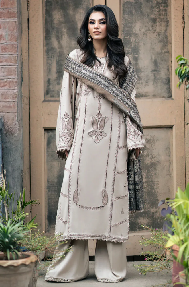 IZEL - Winter 3PC Dhanak Embroidered Suit - BFB0493