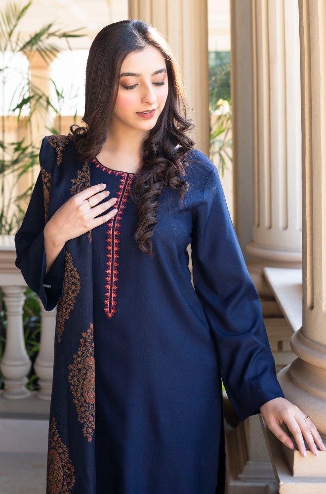 Asling - Winter 3PC Dhanak Embroidered Suit - BFB0409