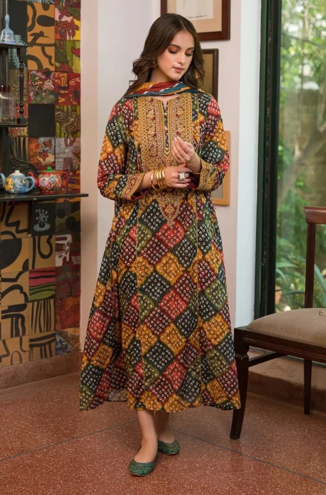Sapphire - 3PC Lawn Printed Frock with Lawn Printed Dupatta and Trouser - BFB0843