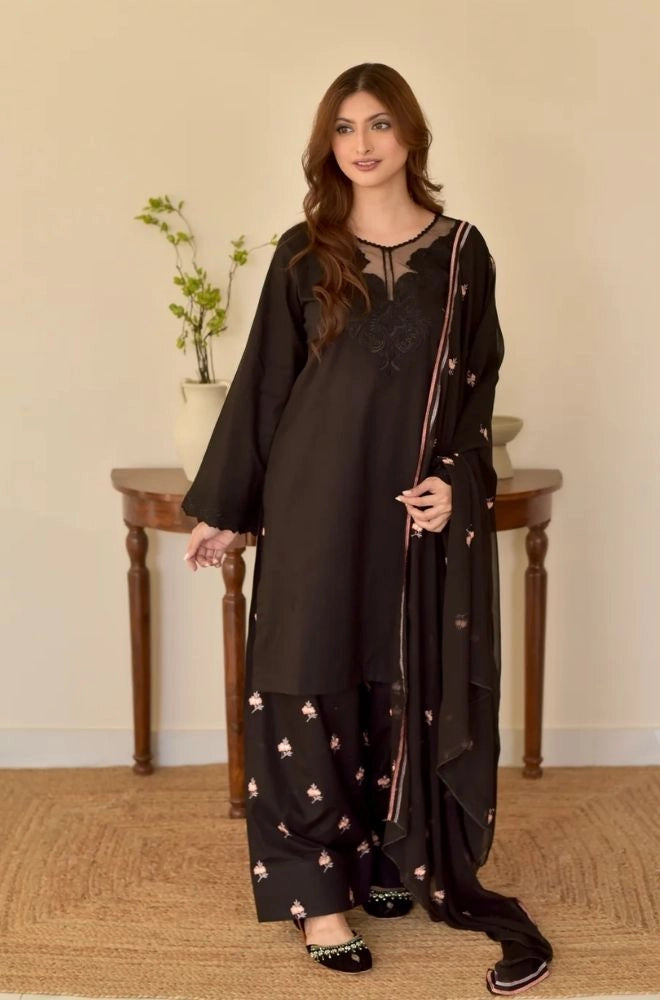 PEMBERLEY - 3PC Summer Lawn Embroidered Shirt with Chiffon Embroidered Dupatta and Trouser - BFB0788