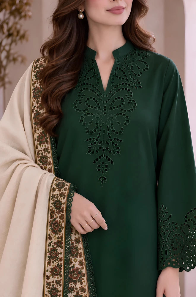 Charizma - 3PC Dhanak Embroidered Shirt With Printed Dupatta and Trouser - BFT007