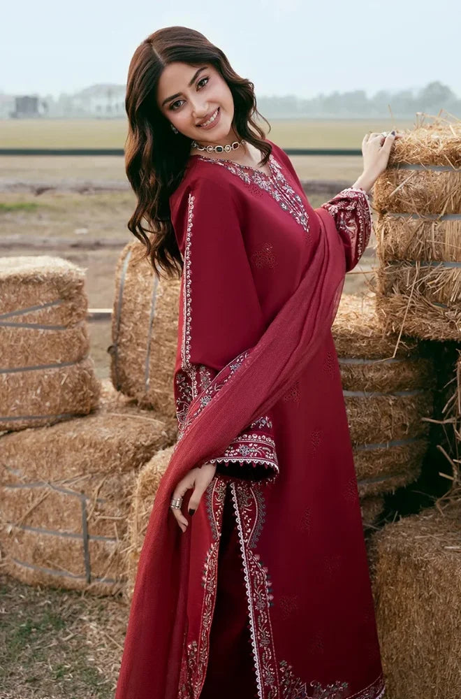 IZEL - 3PC Embroidered Lawn Shirt With Cotton Net Embroidered Dupatta and Trouser - BFB01021