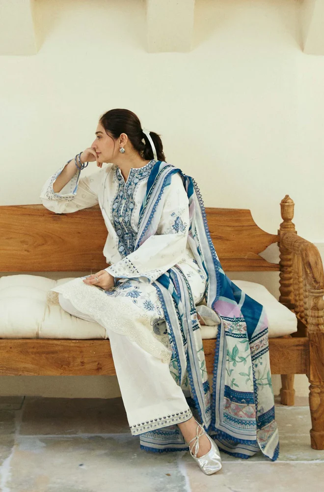 Coco By Zara Shahjahan - 3PC Dhanak Embroidered Suit - BFB0124