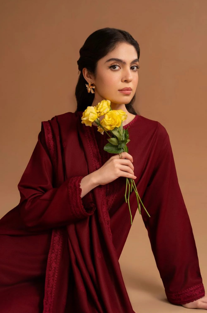 Tiraz - 3PC Dhanak Embroidered Shirt With Dhanak Embroidered Dupatta and Trouser - BFB01005