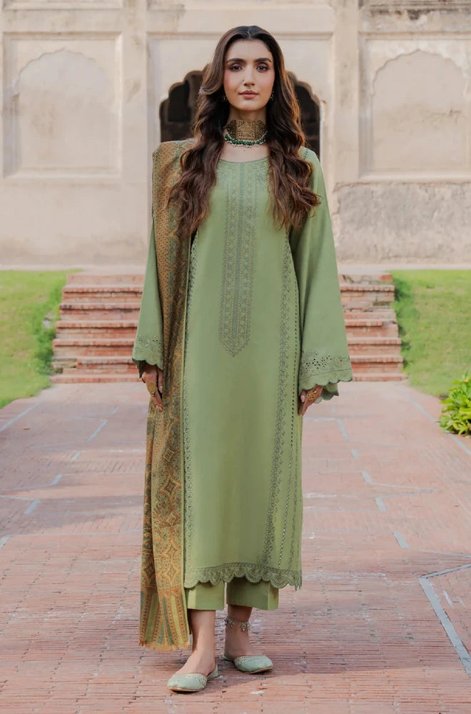 IZEL - 3PC Dhanak Embroidered Shirt With Digital Printed Dupatta and Trouser - BFB01024