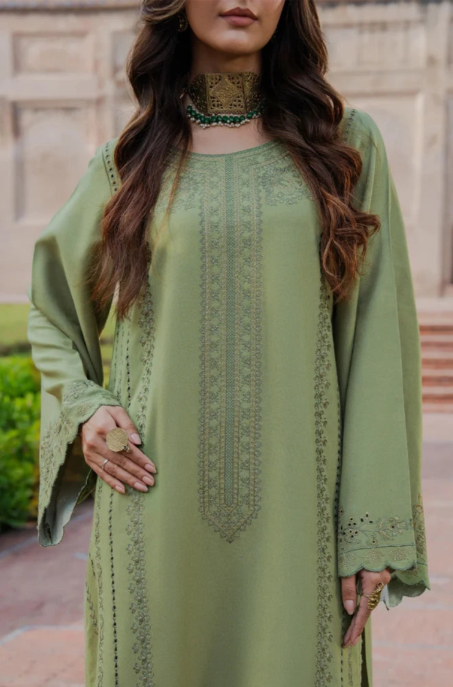 IZEL - 3PC Dhanak Embroidered Shirt With Digital Printed Dupatta and Trouser - BFB01024