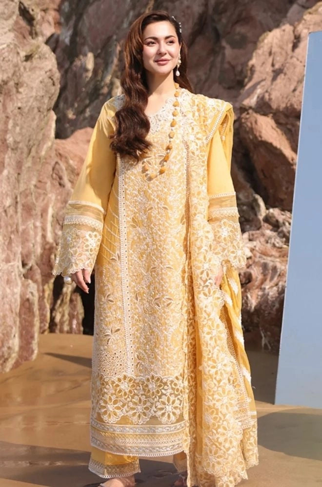 IMROZIA - 3PC Summer Lawn Embroidered Shirt with Chiffon Embroidered Dupatta and Trouser - BFB0789