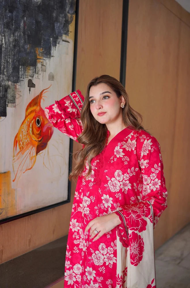 Limelight - 3PC Karandi Printed Shirt With Karandi Printed Dupatta and Trouser - BFB0940