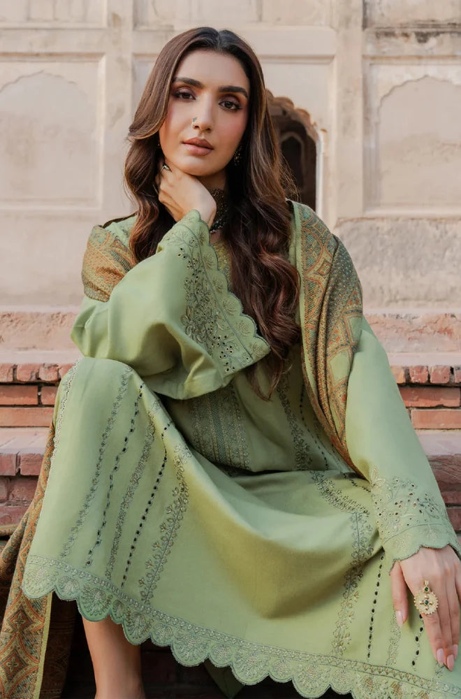 IZEL - 3PC Dhanak Embroidered Shirt With Digital Printed Dupatta and Trouser - BFB01024
