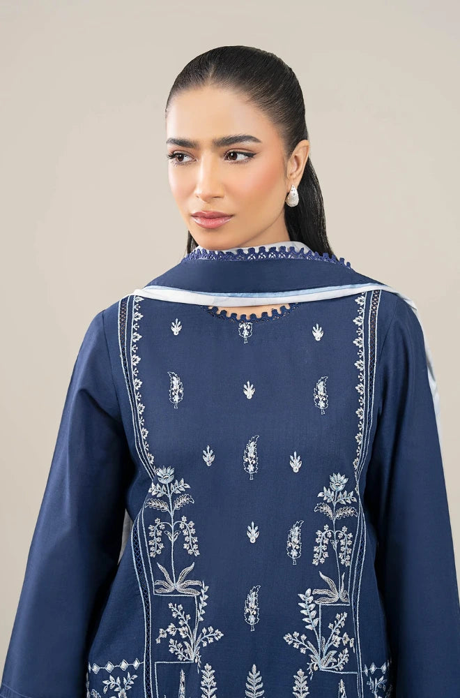 Maria.B - 3PC Dhanak Embroidered Shirt With Wool Printed Dupatta and Trouser - BFB01026