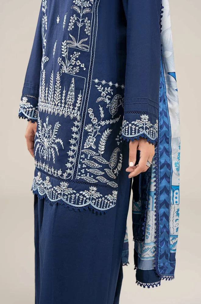 Maria.B - 3PC Dhanak Embroidered Shirt With Wool Printed Dupatta and Trouser - BFB01026