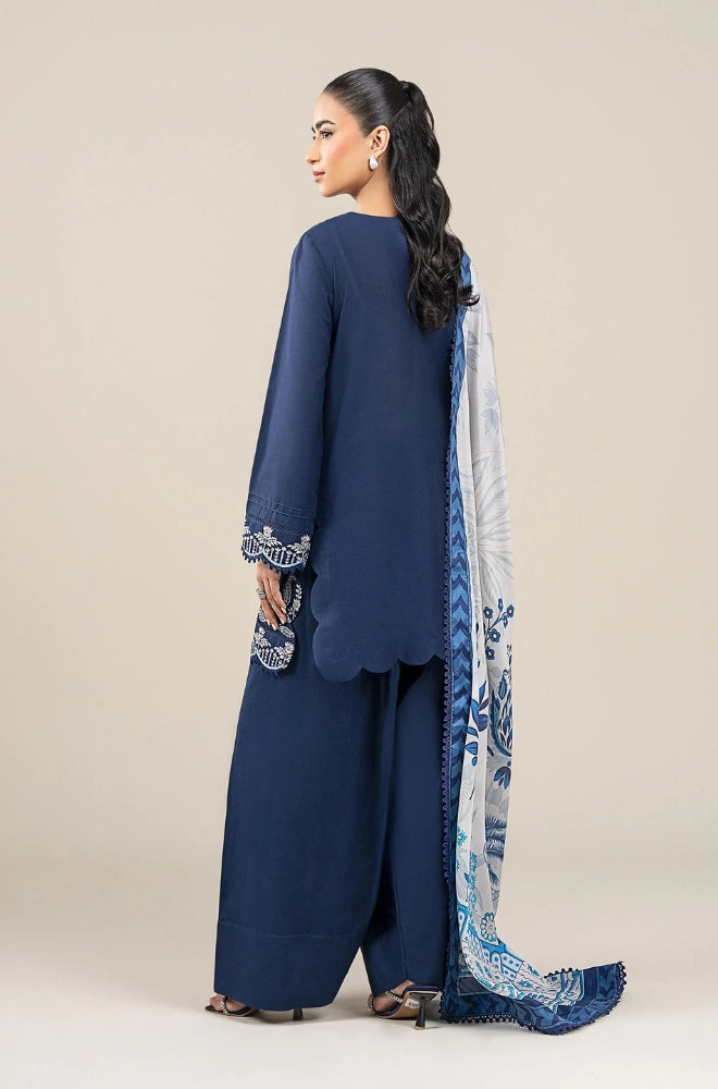 Maria.B - 3PC Dhanak Embroidered Shirt With Wool Printed Dupatta and Trouser - BFB01026