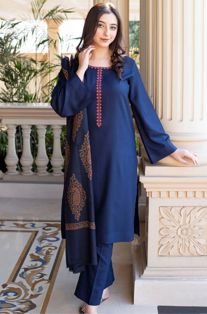 Asling - Winter 3PC Dhanak Embroidered Suit - BFB0409