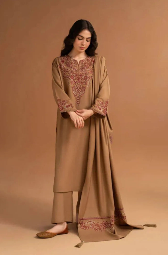 Zellbury - 3PC Dhanak Embroidered Shirt With Dhanak Embroidered Dupatta and Trouser - BFB01027