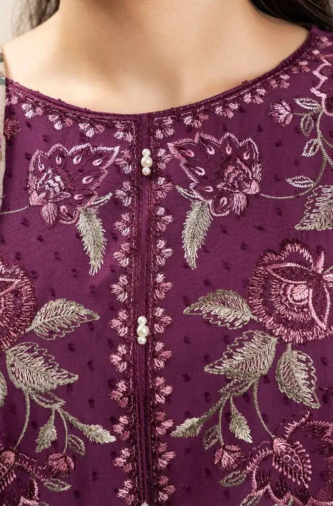 Beechtree - 3PC Dhanak Embroidered Shirt With Silk Printed Dupatta and Trouser - BFB01030