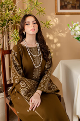 Baroque - 2PC Dhanak Embroidered Suit- BFRZ0108