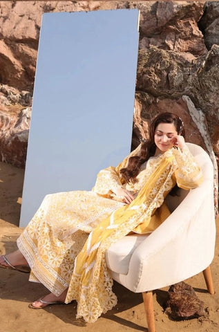 IMROZIA - 3PC Summer Lawn Embroidered Shirt with Chiffon Embroidered Dupatta and Trouser - BFB0789