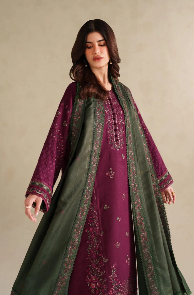 Iznik - 3PC Dhanak Embroidered Shirt With Dhanak Embroidered Dupatta and Trouser - BFB01195