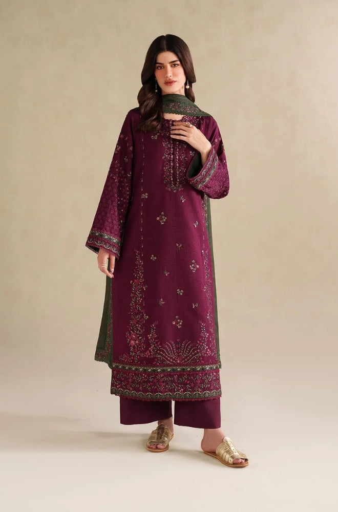 Iznik - 3PC Dhanak Embroidered Shirt With Dhanak Embroidered Dupatta and Trouser - BFB01195