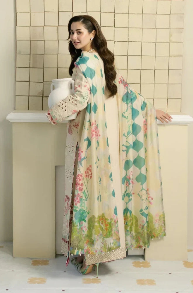 Maryam N Maria - 3PC Lawn Embroidered Shirt With Slub Printed Dupatta and Trouser - BFB0967